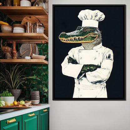 Gator Chef Culinary Humor Canvas Wall Art