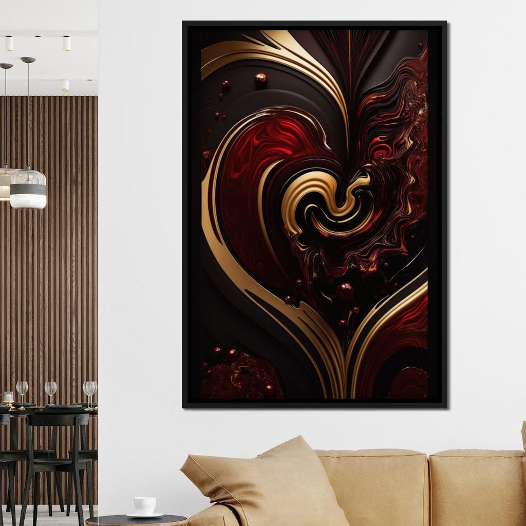 The Marble-Lux Collection: Dark Red & Vibrant Gold 05 Canvas Wall Art