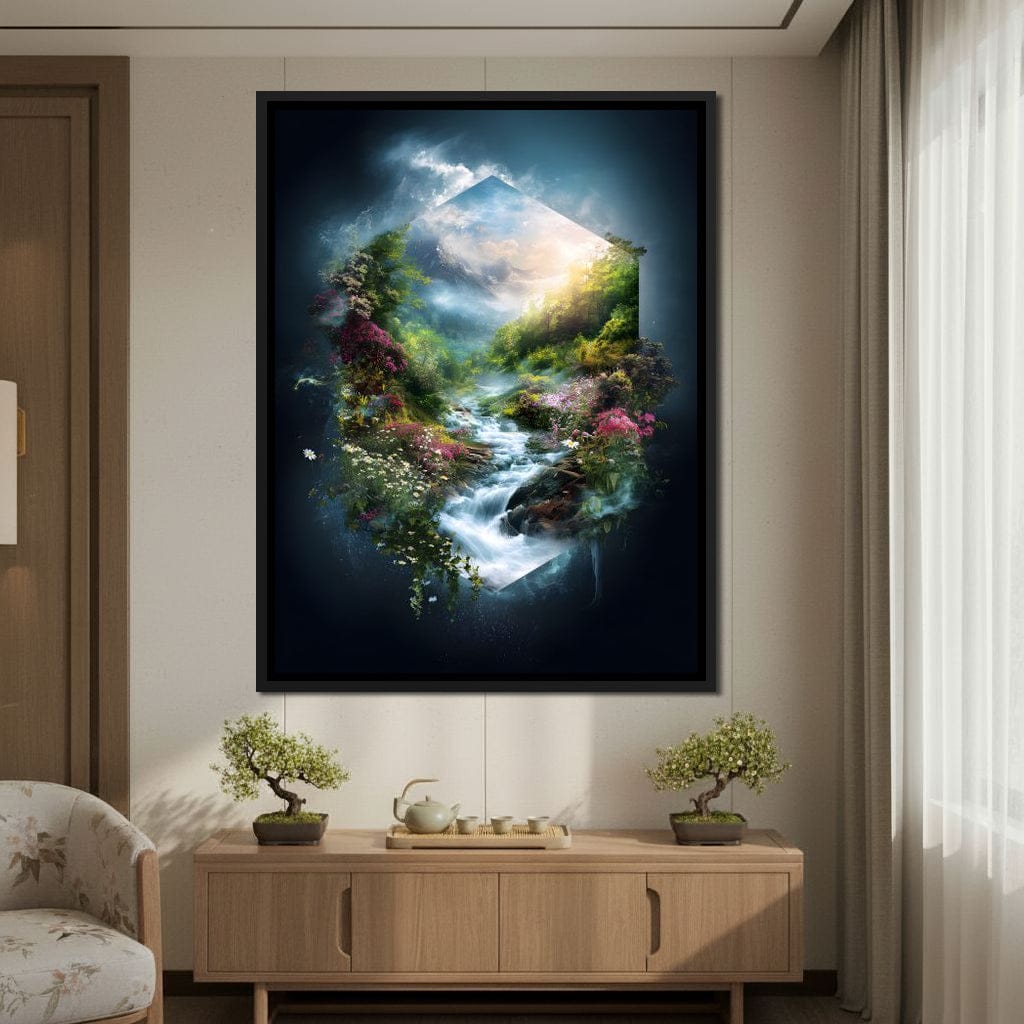 Hexagonal Nature Portal Cascade Canvas Wall Art