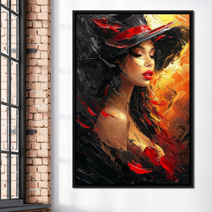 Fiery Elegance in Noir Canvas Wall Art