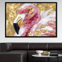 Gilded Flamingo Portrait Canvas Wall Art