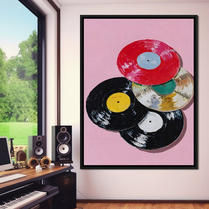 Retro Vinyl Record Pop Splash Canvas Wall Art