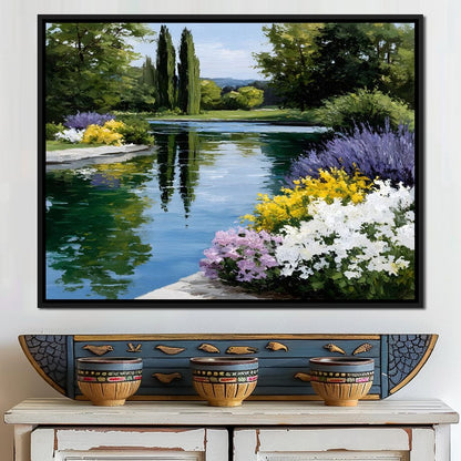 Garden Reflection Tranquil Pond Canvas Wall Art