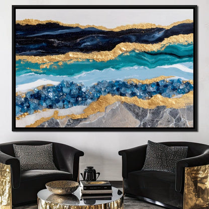 Gilded Ocean Geode Flow Canvas Wall Art
