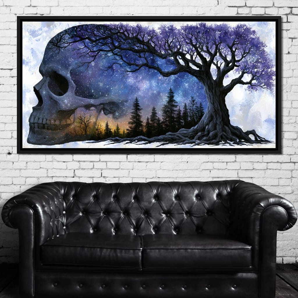 Where Cosmic Night Meets Forest Roots Canvas Wall Art