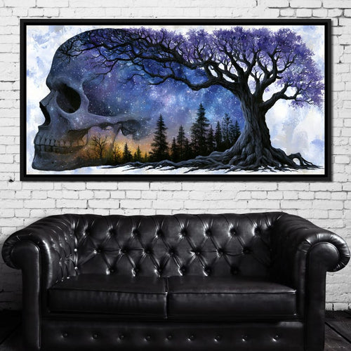 Where Cosmic Night Meets Forest Roots Canvas Wall Art