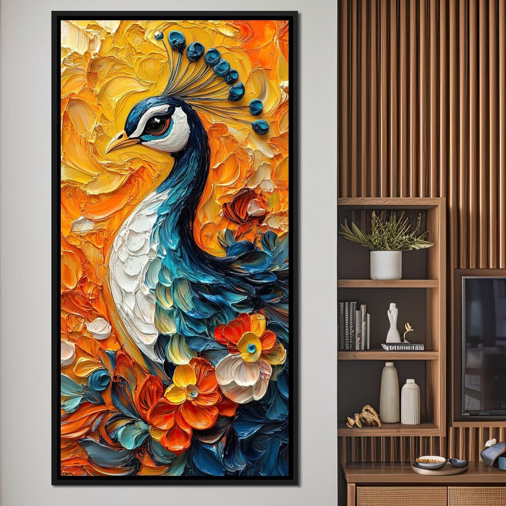 Radiant Peacock Garden Harmony Canvas Wall Art