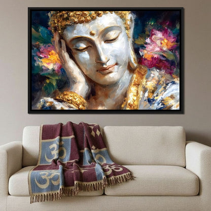 Golden Buddha Lotus Reverie Canvas Wall Art