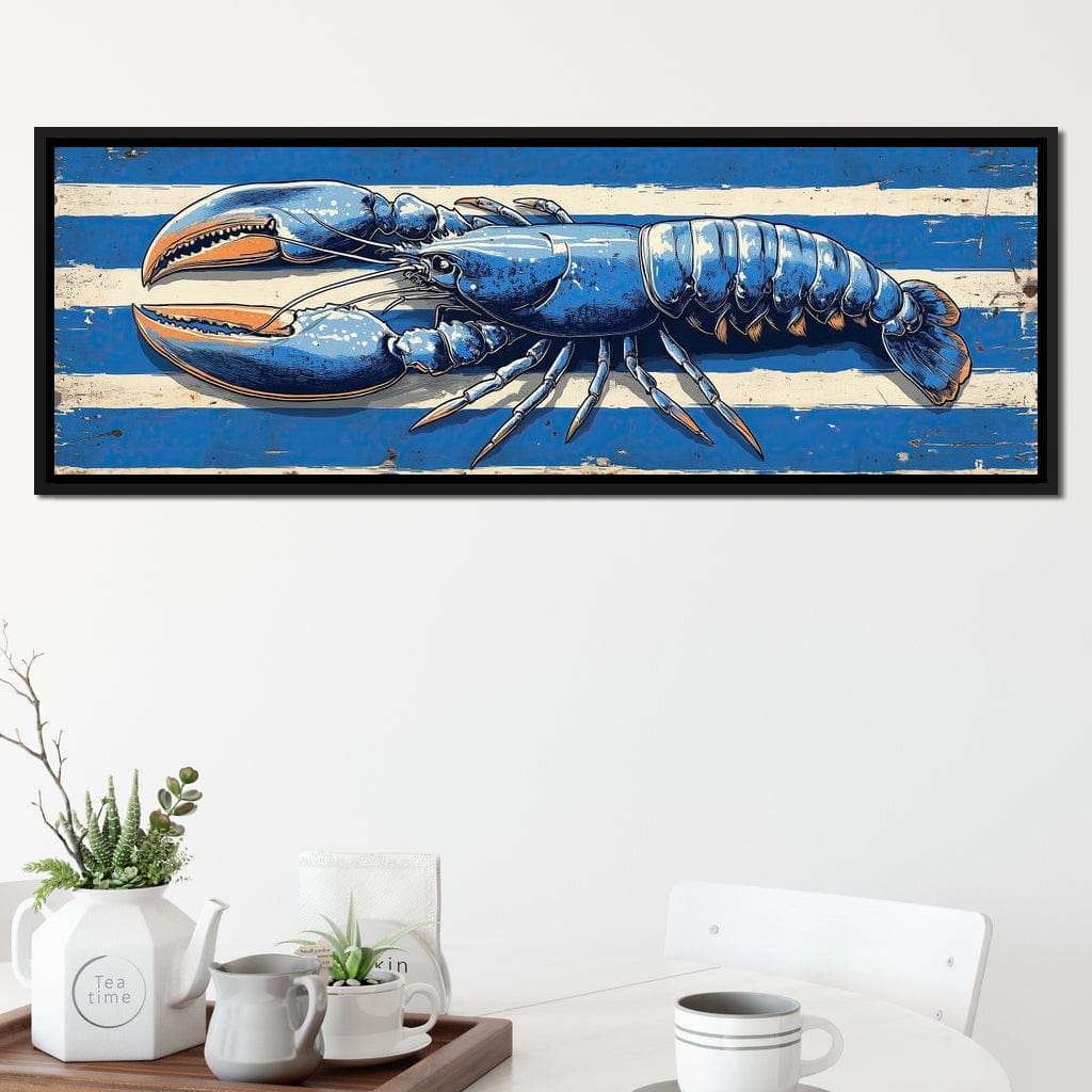 Nautical Blue Lobster Charm Canvas Wall Art