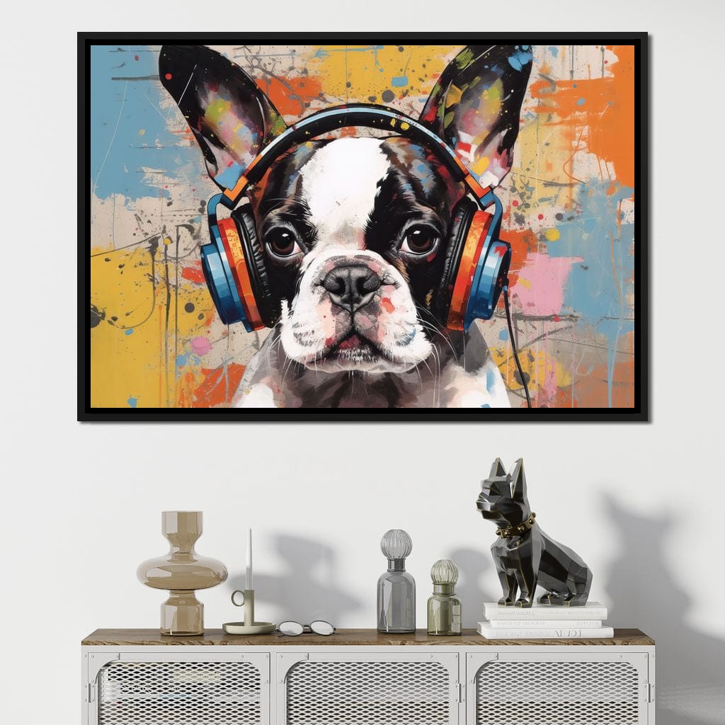 Boston Terrier's Musical Medley Canvas Wall Art