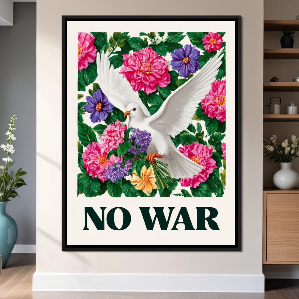 No War Dove Flower Garden Canvas Wall Art