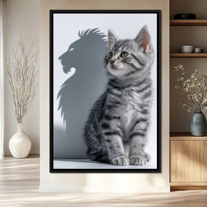 Brave Kitten Lion Shadow Canvas Wall Art