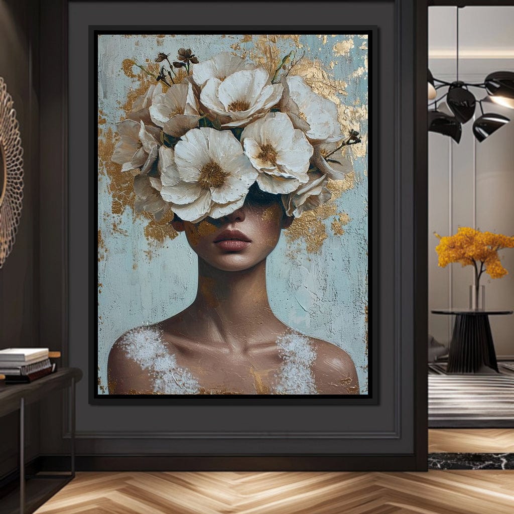 Golden Petal Silhouette Canvas Wall Art
