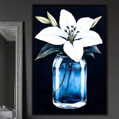 Petals In Glass Reflection Canvas Wall Art