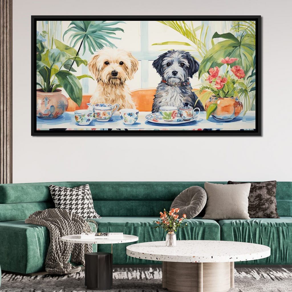 Teatime Tails and Blossoms Canvas Wall Art