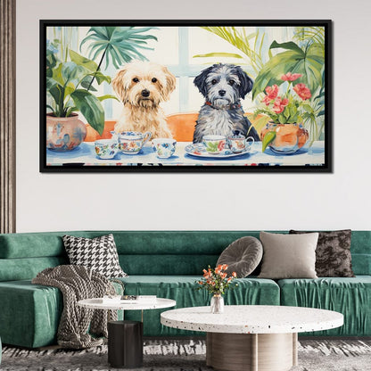 Teatime Tails and Blossoms Canvas Wall Art