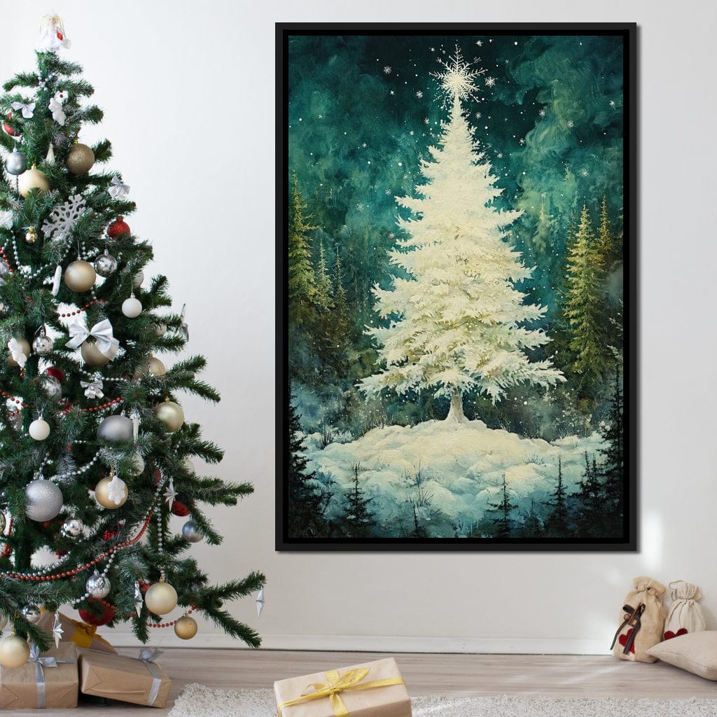 Enchanted Christmas Tree Radiance Canvas Wall Art