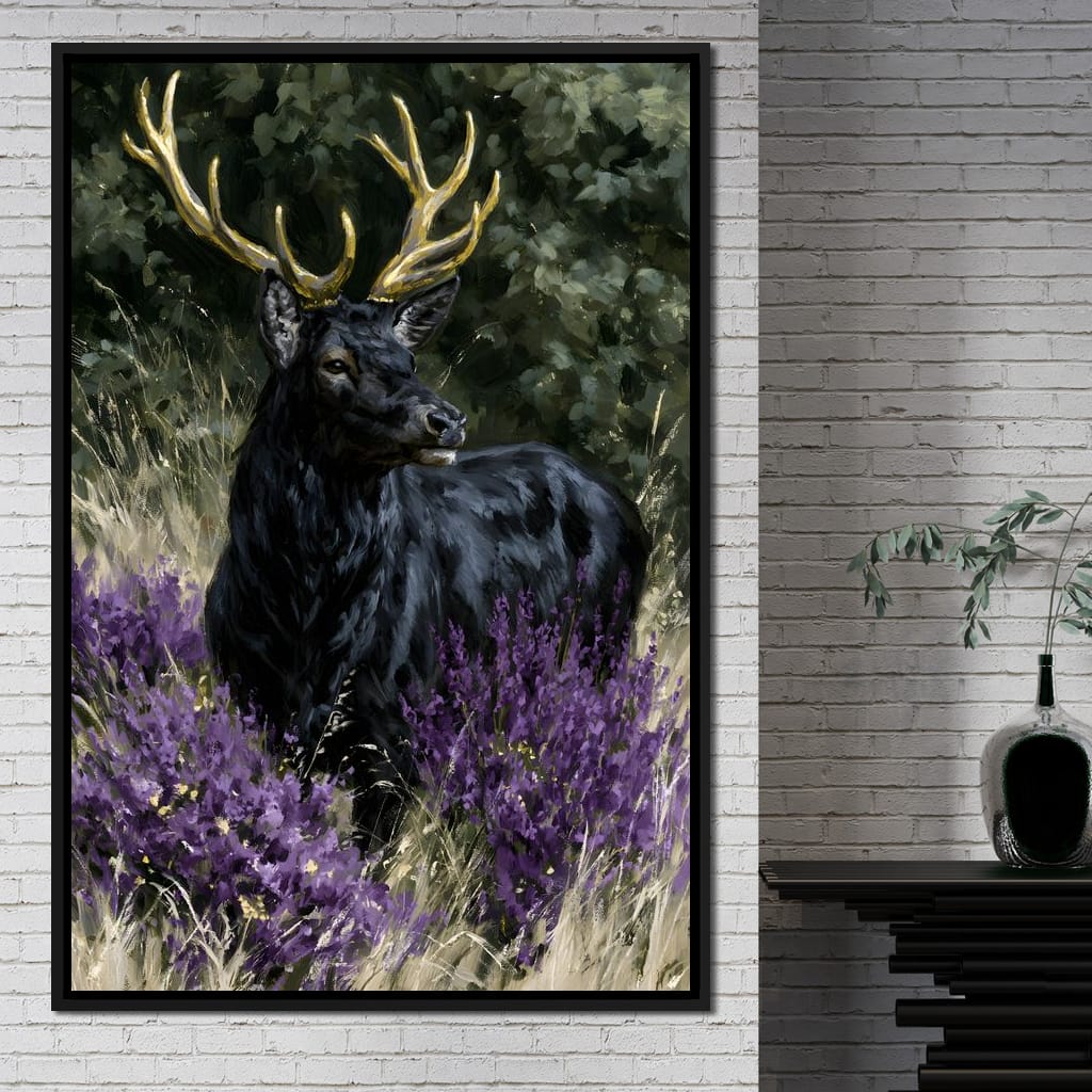 Black Deer Of Wild Fields Canvas Wall Art