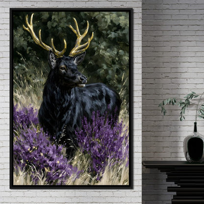 Black Deer Of Wild Fields Canvas Wall Art