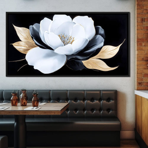 White Petals Night Blossom Canvas Wall Art
