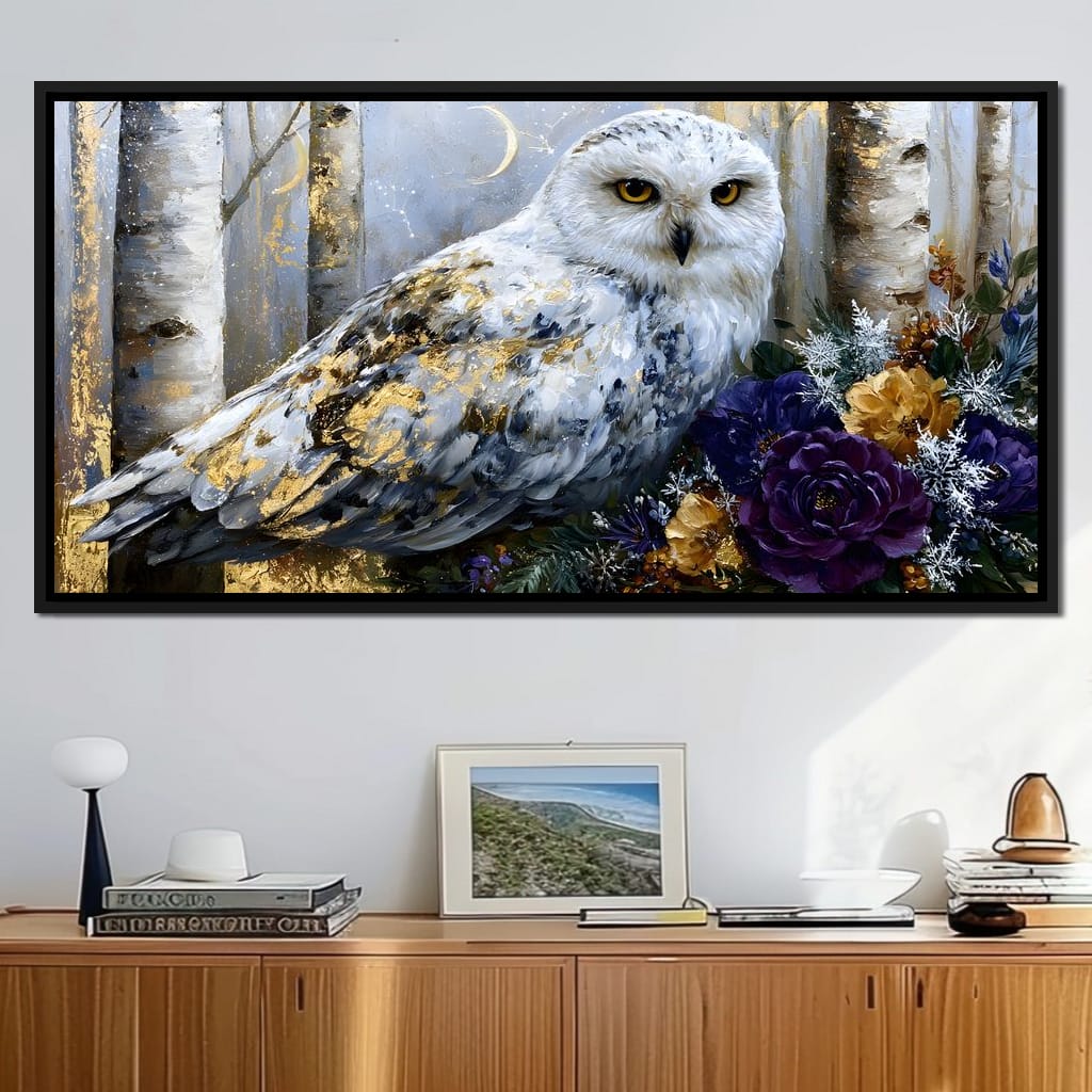 Silent Watcher Among Golden Birch Canvas Wall Art