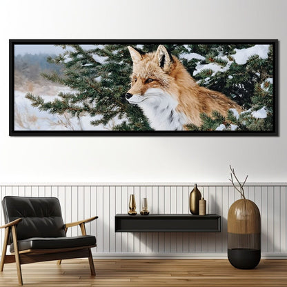 Winter Red Fox Pine Watcher Canvas Wall Art