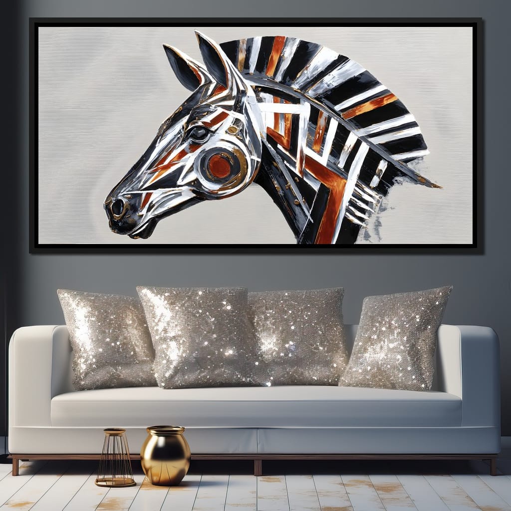 Chrome Horse Elegance Canvas Wall Art