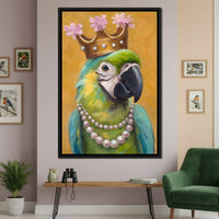 Regal Parrot Pearl Crowned Canvas Wall Art