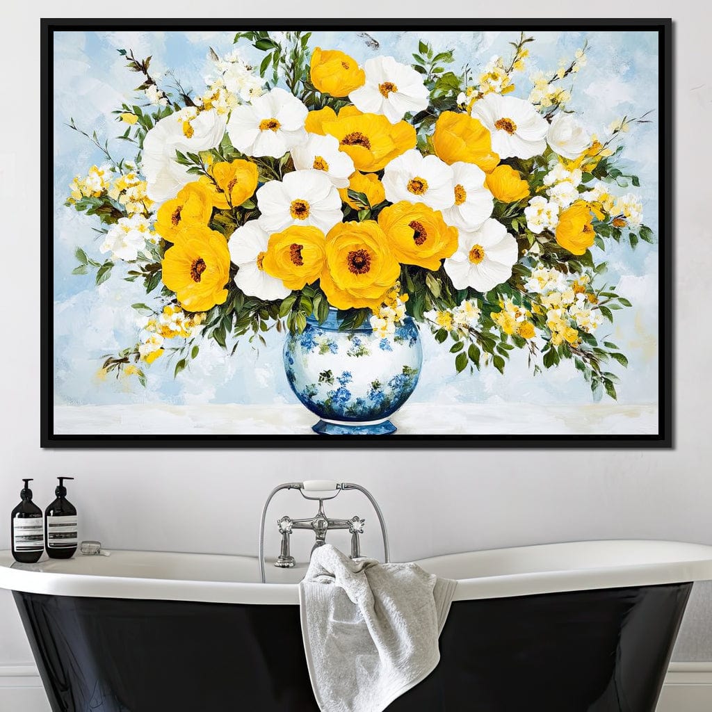 Golden Blossoms Harmonize Canvas Wall Art