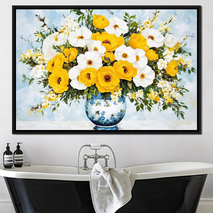 Golden Blossoms Harmonize Canvas Wall Art
