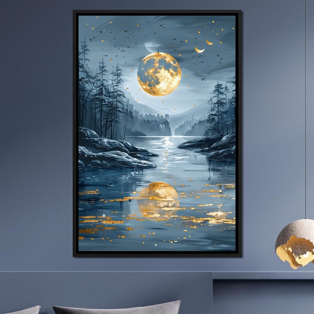 Luminous Nocturne Reflections Canvas Wall Art
