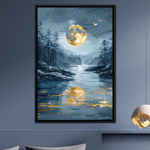 Luminous Nocturne Reflections Canvas Wall Art
