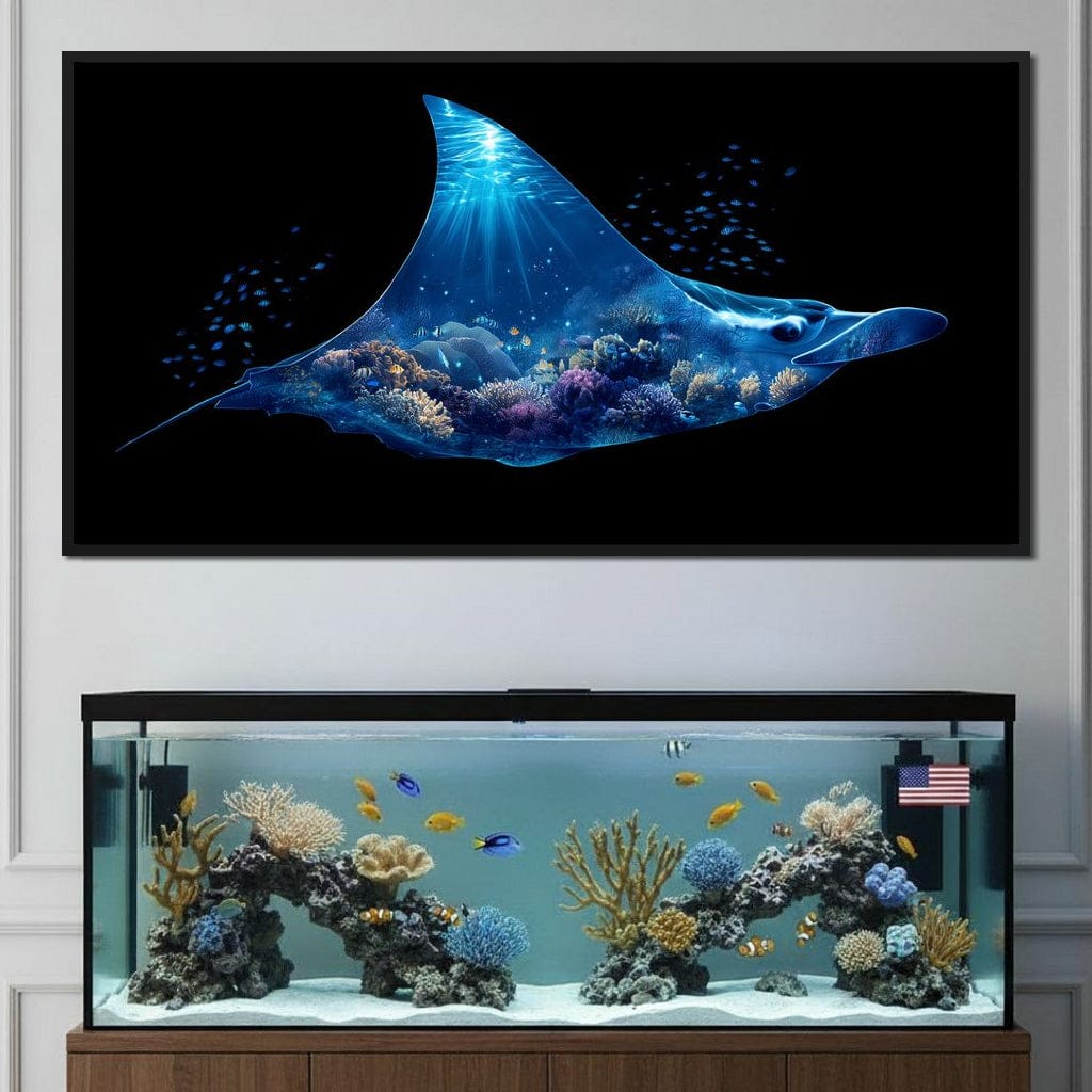 Ocean Manta Reef Lightfall Canvas Wall Art