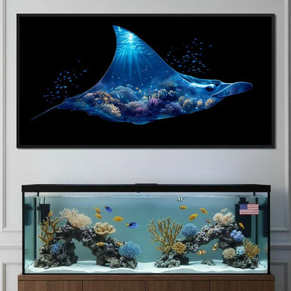 Ocean Manta Reef Lightfall Canvas Wall Art