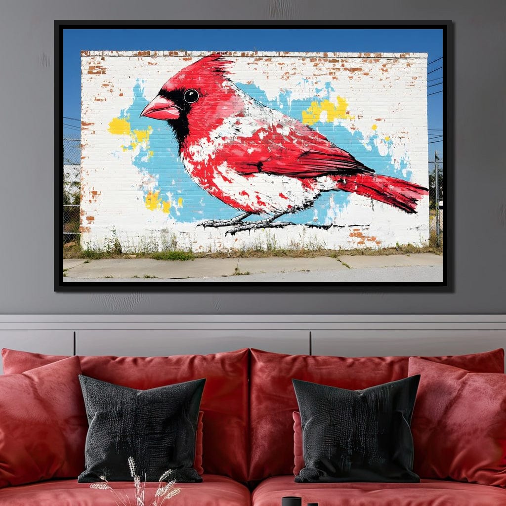 Street Art - Cardinal Mural Canvas Wall Art