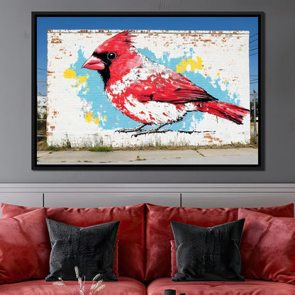 Street Art - Cardinal Mural Canvas Wall Art