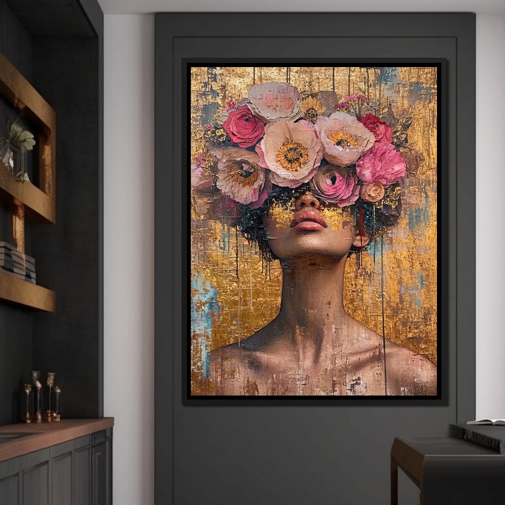 Golden Petals Hair Canvas Wall Art