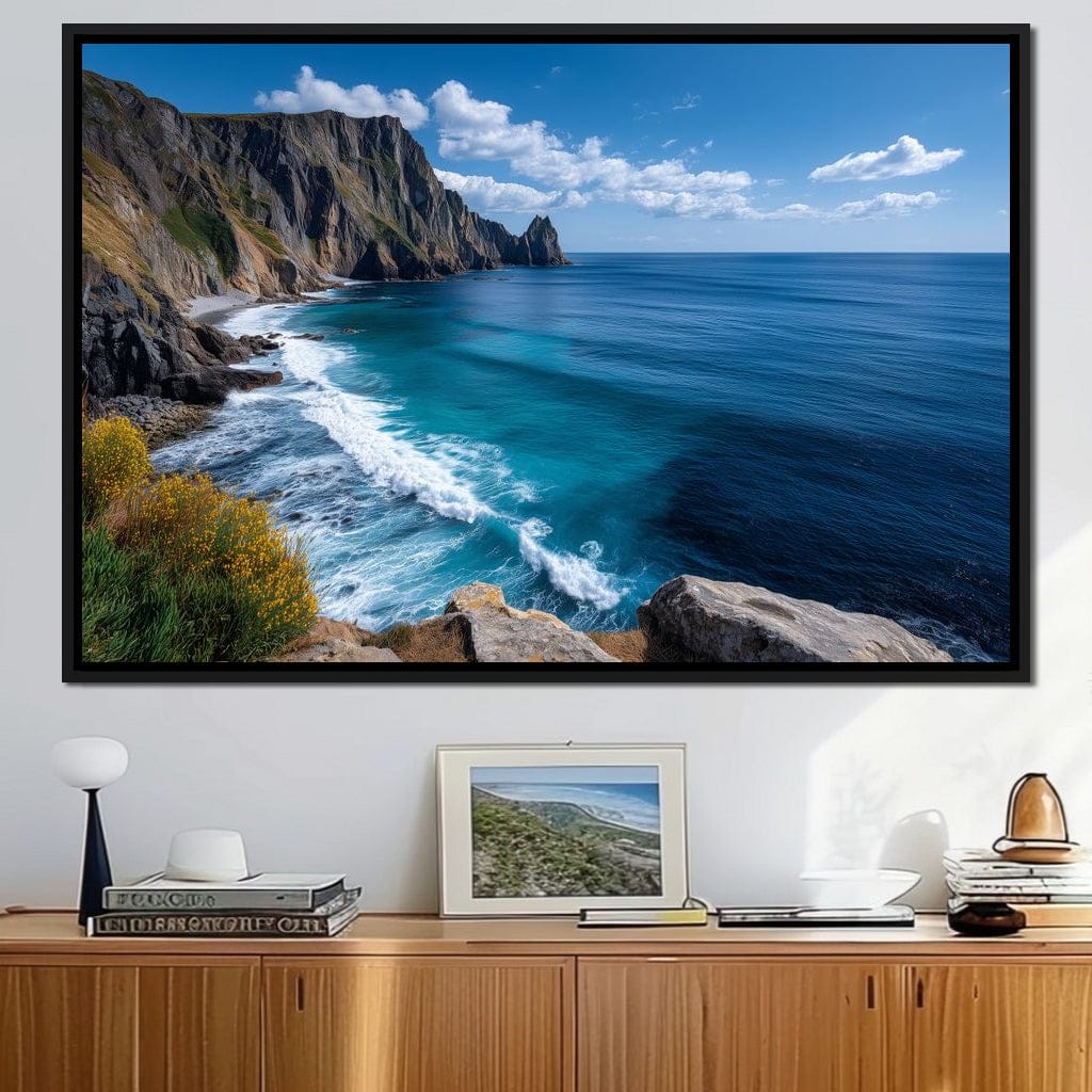 Wild Sea Cliffs Panorama Canvas Wall Art