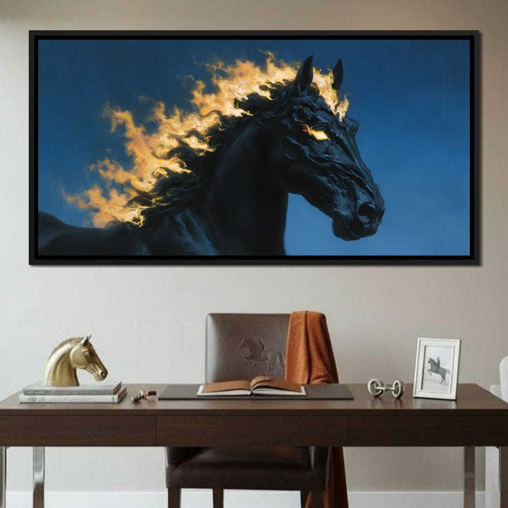 Fiery Night Stallion Spirit Canvas Wall Art