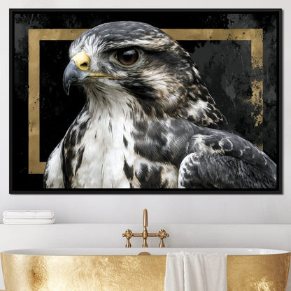 Golden Frame Falcon Portrait Canvas Wall Art