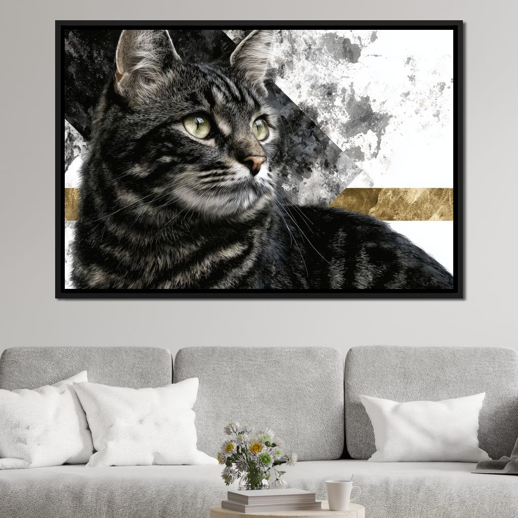 Golden Band Tabby Cat Portrait Canvas Wall Art