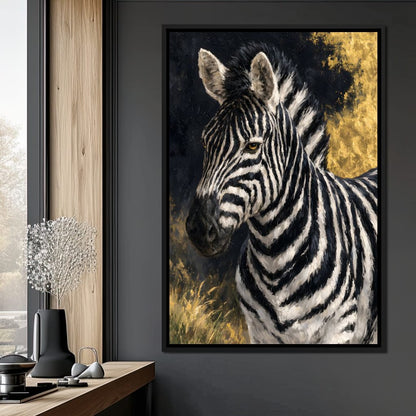 Golden Stripes of the Midnight Plains Canvas Wall Art