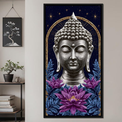 Buddha Lotus Radiance Under Stars Canvas Wall Art