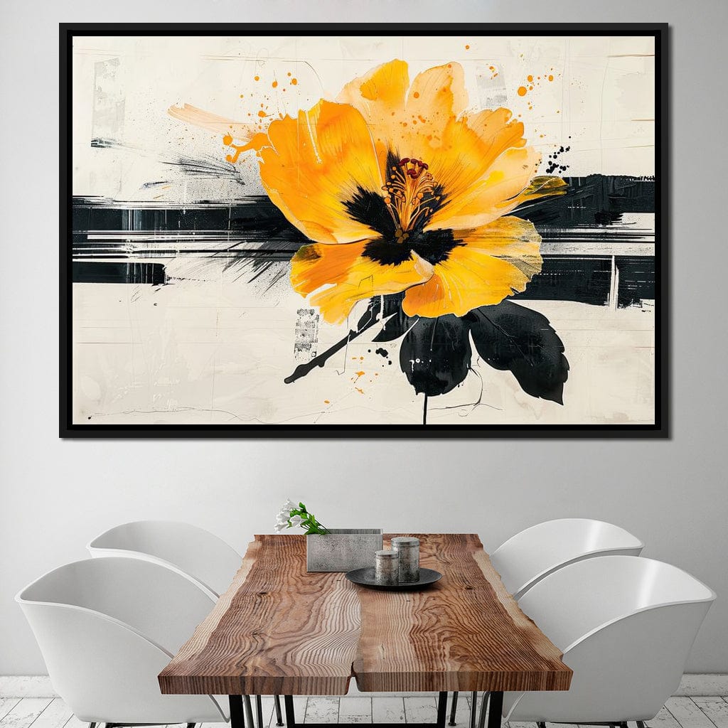 Golden Petal Contrast Canvas Wall Art