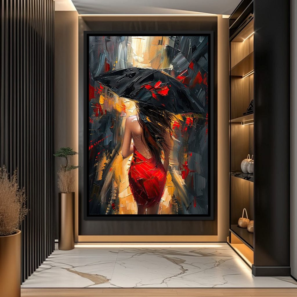 Rainy Stroll in Bold Brushwork Canvas Wall Art