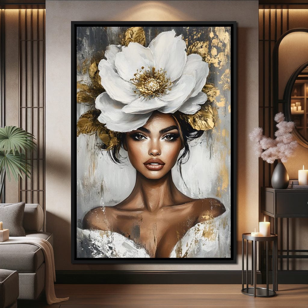 Golden Petals Elegance Enigma Canvas Wall Art