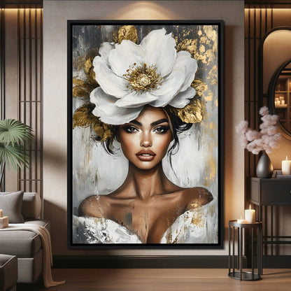 Golden Petals Elegance Enigma Canvas Wall Art