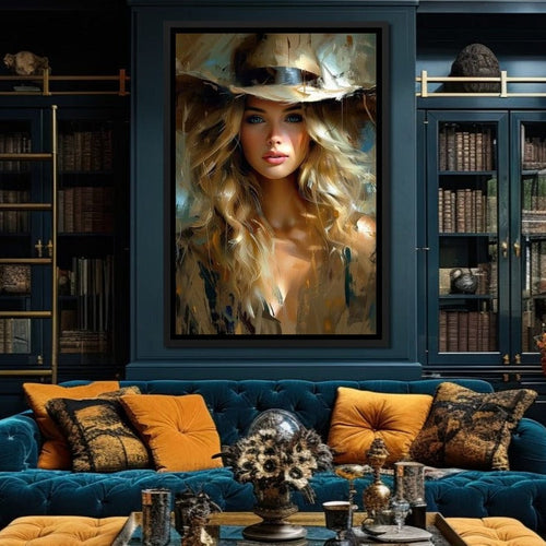 Golden Serenity Portrait Canvas Wall Art