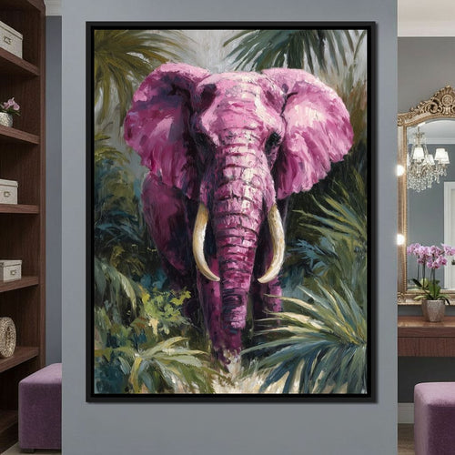 Magenta Elephant Jungle Glory Canvas Wall Art