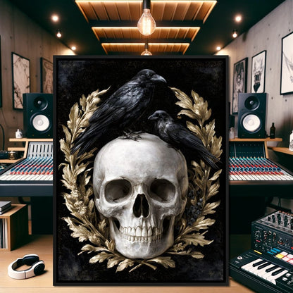 Gilded Crows Upon Bone Canvas Wall Art
